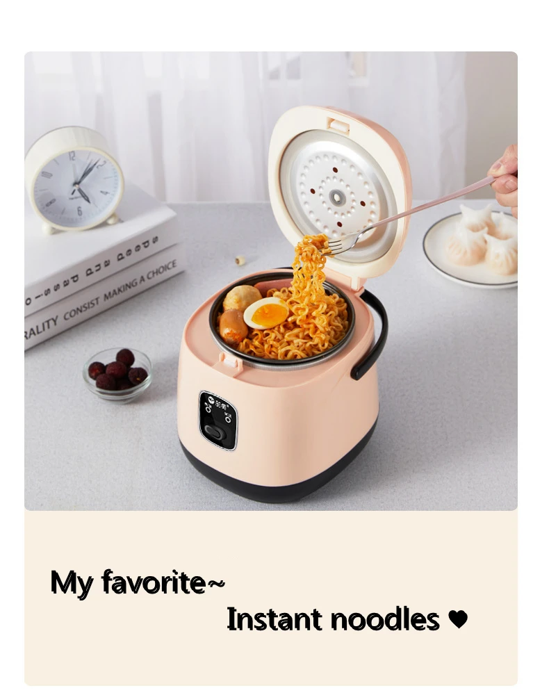 

Electric Mini Rice Cooker 2 layers Stainless Steel Liner Portable Egg Boiler Steamer Food Warmer Chinese Food Maker Porridge