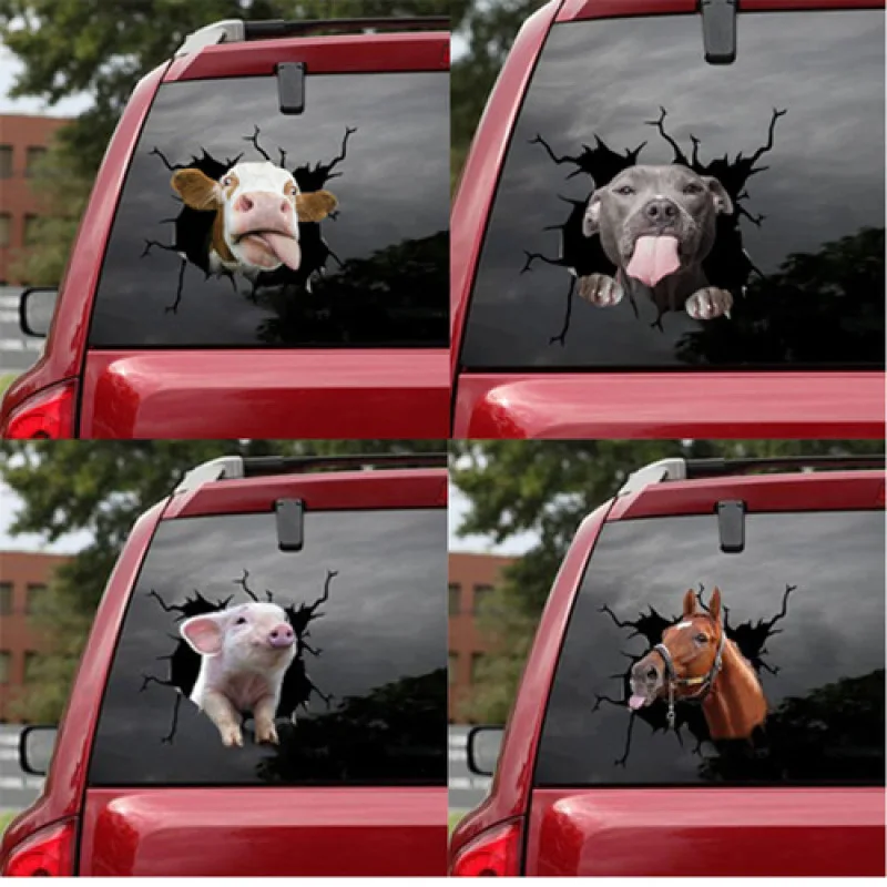 

Crackle Animal Car Stickers Waterproof PVC Clear Decals For Car Windshield Interior Decoration