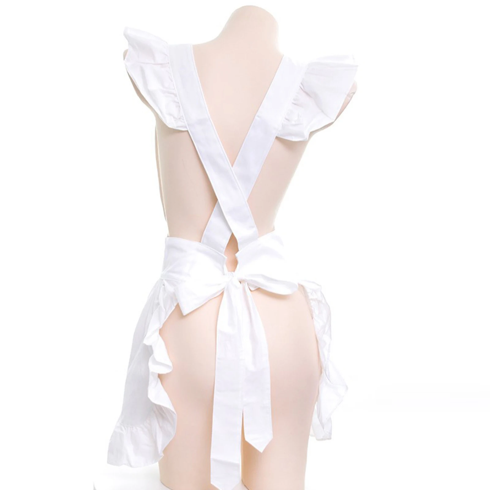 

Womens Halloween Cosplay Costume Ruffle Retro Adjustable Self-tied Kitchen Baking Cooking Waitress Apron Vintage Maid Costume