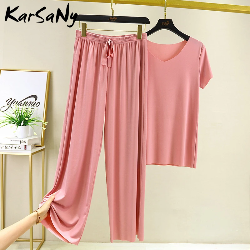 

Костюм женский Шелковый, футболка из вискозы, комплект из двух предметов, топ и брюки, брюки с широкими штанинами, серый, на лето