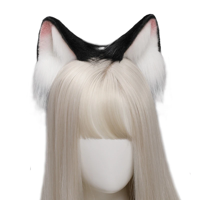 

Пушистый обруч для волос 094B с кошачьими ушками для косплея, костюм Лолиты, длинный меховой головной убор для Хэллоуина, украшение для вечери...