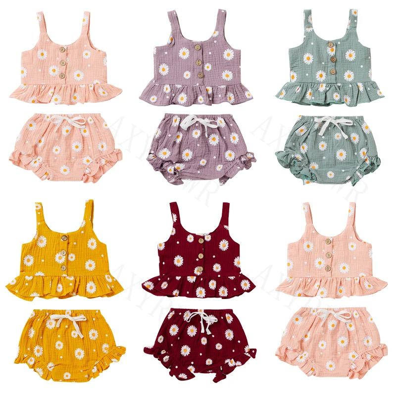 

Pudcoco 2 шт. От 6 месяцев до 5 лет летнее платье для маленьких девочек, комплект одежды на бретельках с рюшами и бантиком топ + шорты с высокой тал...