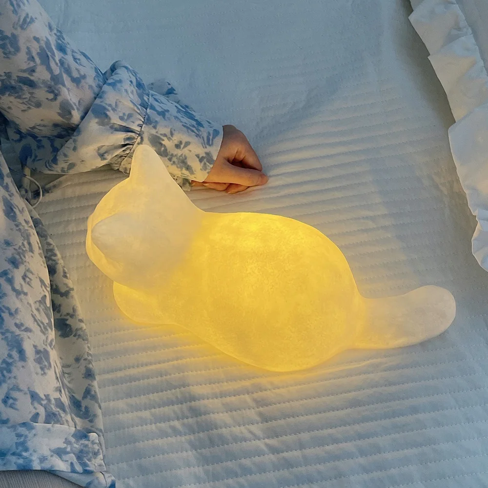 

Led Cute Cat Warm Night Light 2 Modes Decorative Table Lamp for Bedroom Birthday Christmas Gifts Living Room Lighting Pet Toy