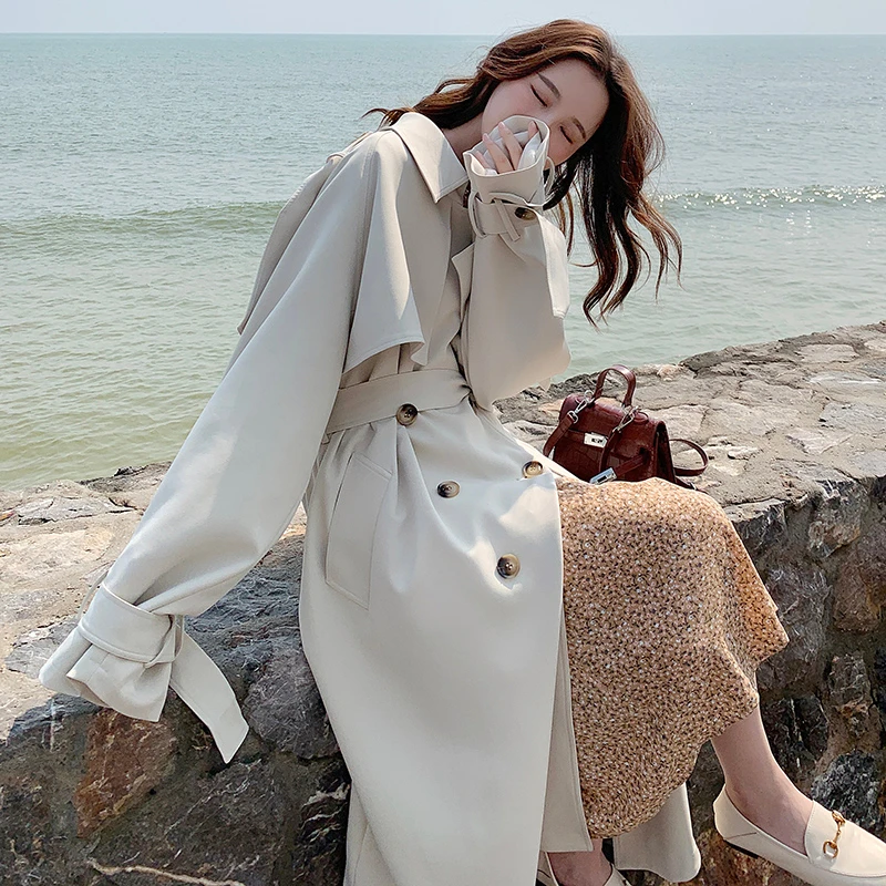 

Unua amo Spring Trench Coat Women Long Temperament Overcoat 2021 Fashion Plus Size Loose Casual Women's Windbreaker