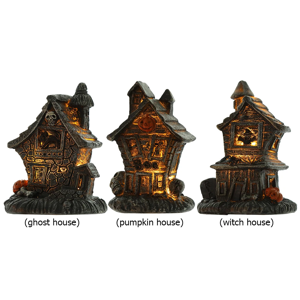 Хэллоуин тыква Череп дом скульптура из смолы с светильник кой стол сад домашняя