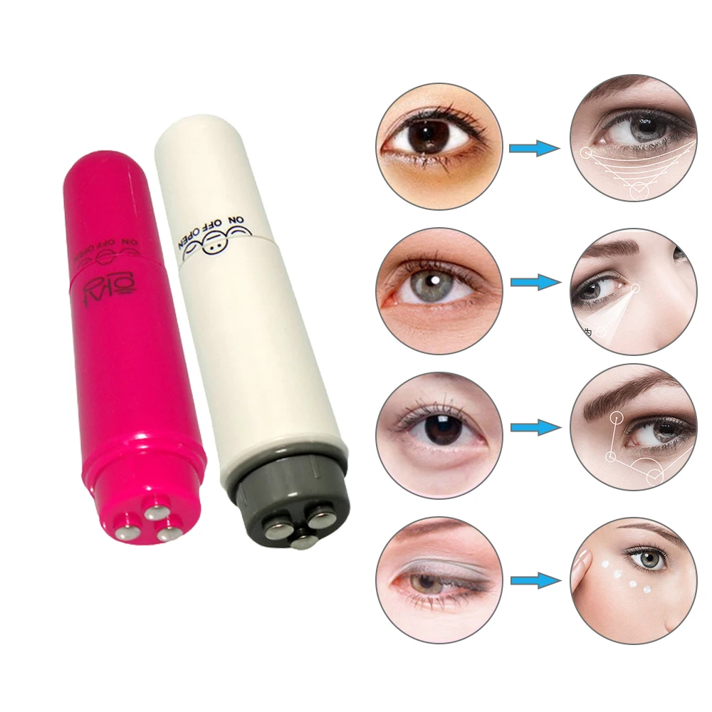 4 головки мини Электрический массажер для глаз Анти отечность темный круг