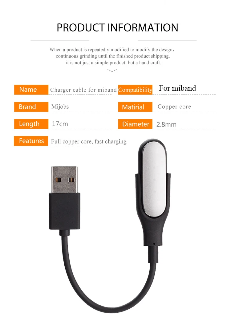 Miband зарядное устройство Шнур Замена USB мини портативный зарядный кабель для miband 1 s, miband 2 и miband 3 с usb портом