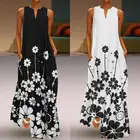 Сарафан ZANZEA женский с богемным принтом, повседневный Макси Сарафан без рукавов, с V-образным вырезом и цветочным принтом, лето 2021