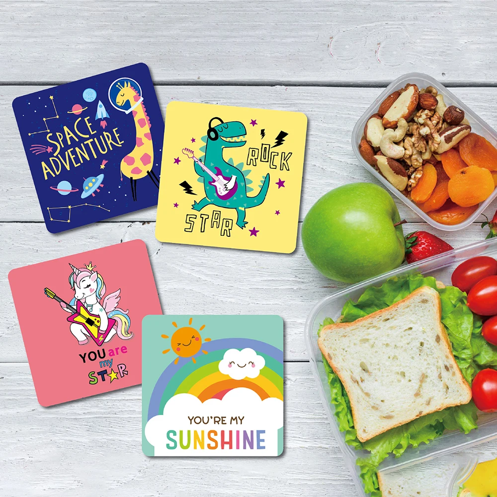 

60pcs Cartoon Kids School Lunch Box Notes Cards Cute Encouragement Memo Cards Can Be Handwritten Children's Lunch Box Cards