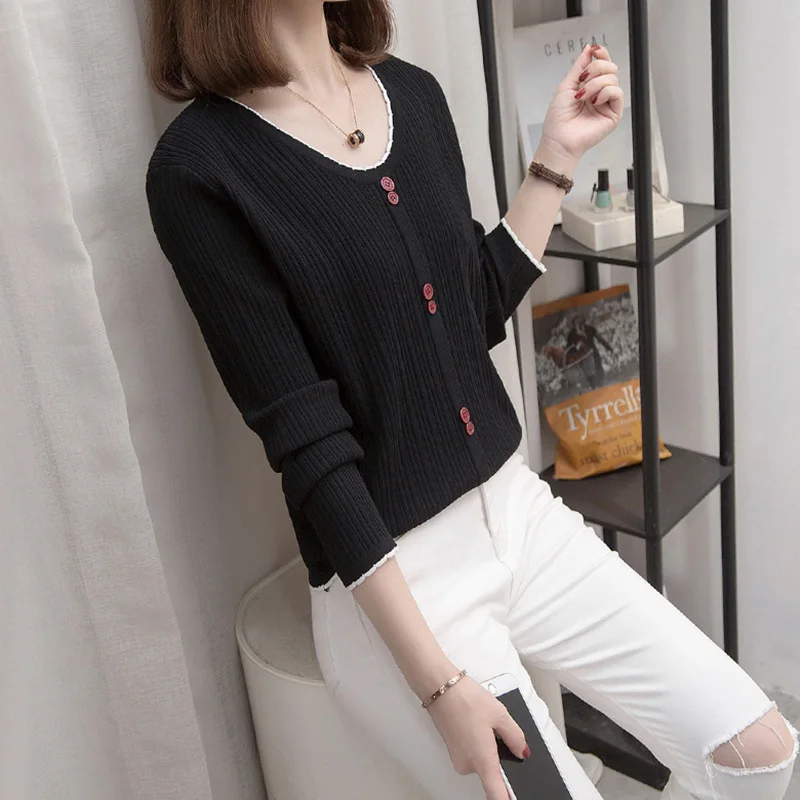 

Stripe Patchwork Spring O-Neck Knitwear Tops Plus Size Knitted Pullovers For Women Slim Korean Style Casual Jumper Female