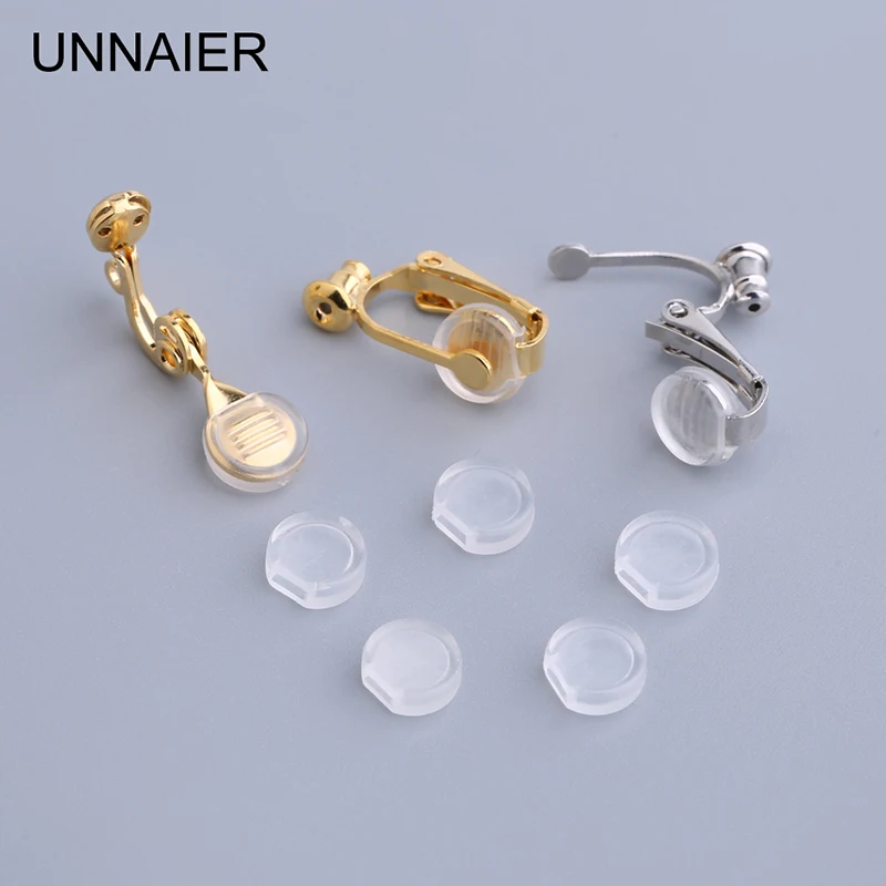 

10piece Metal ear clip soft cushion invisible transparent hypoallergenic anti-pain no pierced ear clip diy silicone ear cushion