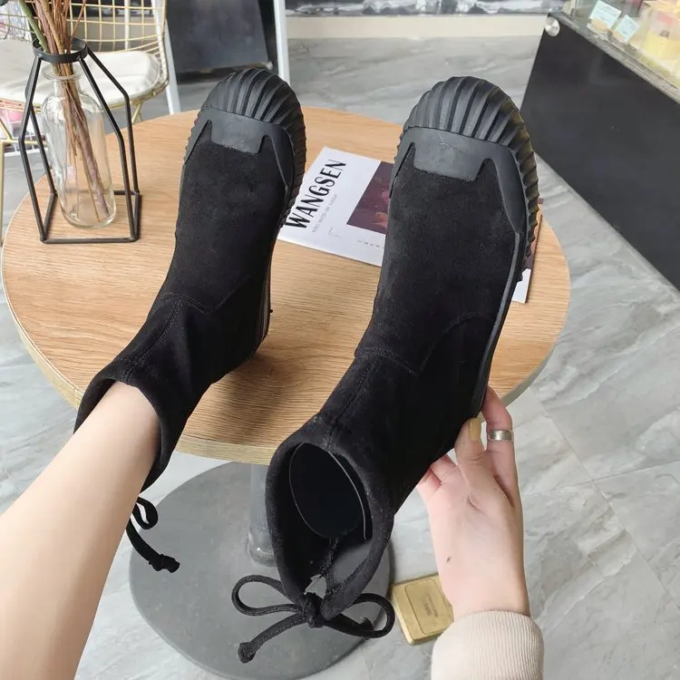 Женские высокие ботильоны коллекция 2019 года зимняя обувь женские замшевые