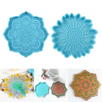 mandala coaster silicone mold flowers tray cup mat epoxy resin casting mould for diy resin crafts home decoration making tools