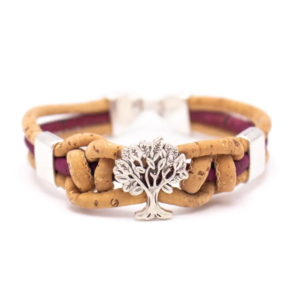

Natural cork with tree handmade women Bracelet lady handmade wood jewelry BR-484-MIX-5