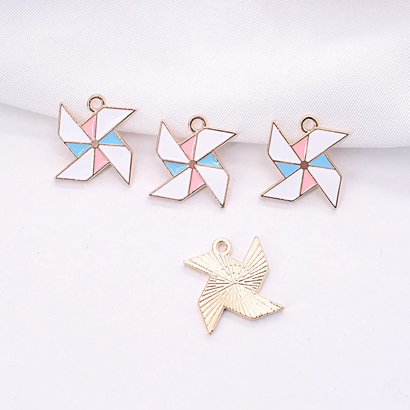 

Simple Kawaii Alloy Enamel Charms Pendants Windmill Charms For DIY Drop Earrings Bracelet Hair Jewelry Accessory 10 Pcs/pack