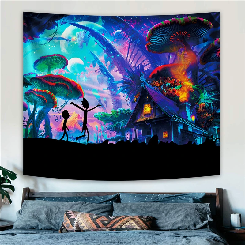 

Magical Tapestry For Bed Room Party Wall Hanging Background Decor Psychedelic Magical Mushroom House Printed Home Tapestry
