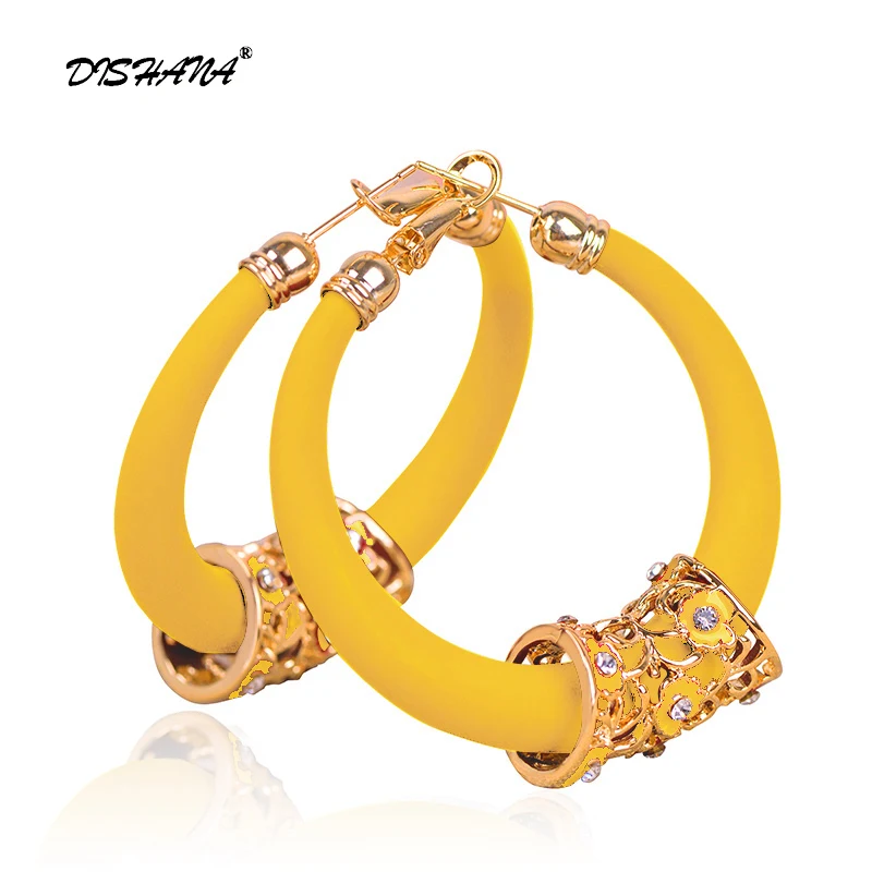 Модные элегантные круглые серьги с кристаллами большие геометрические золотого