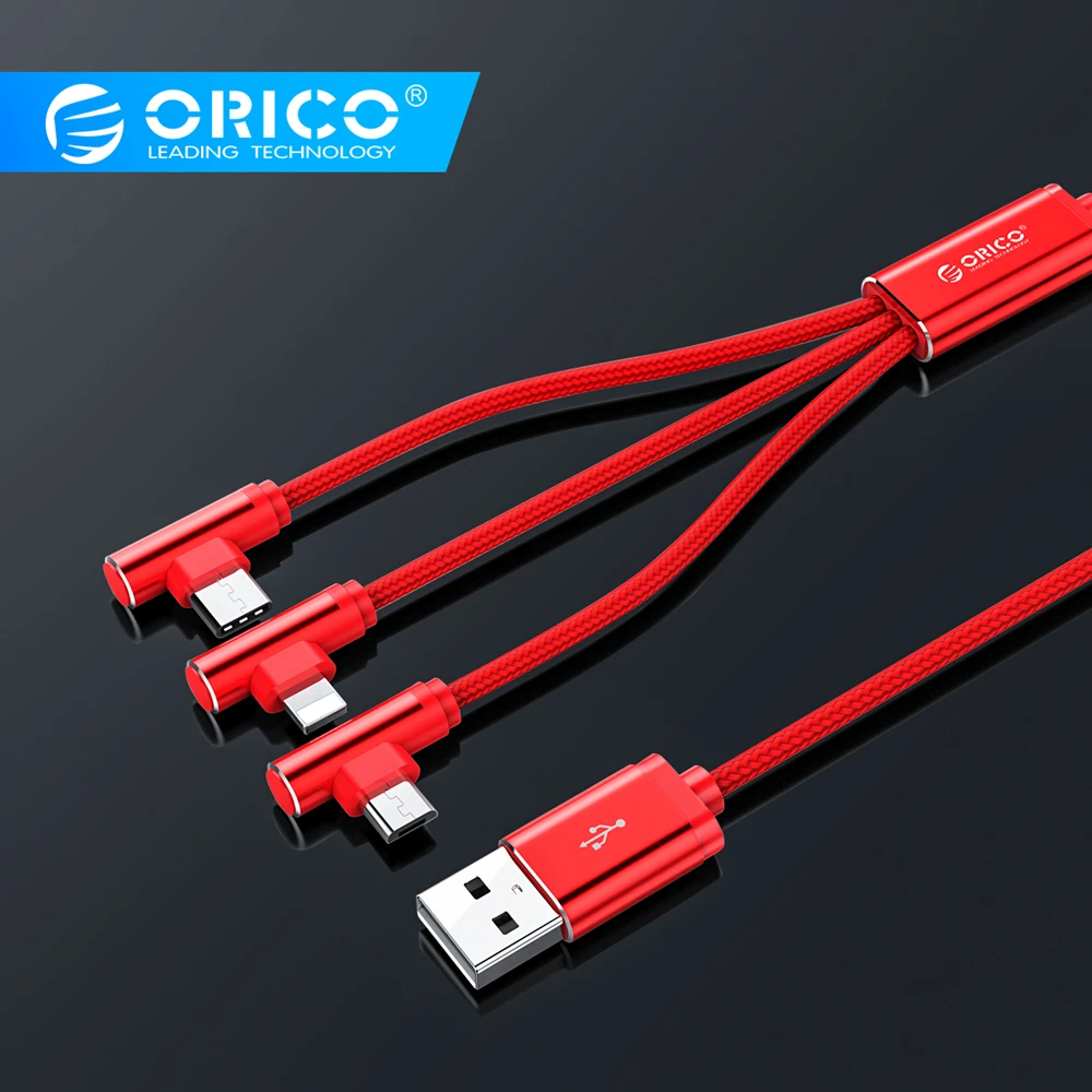 ORICO нейлон кабель передачи данных для быстрой зарядки 3 в 1 взаимный обмен данными между компьютером и периферийными устройствами с разными условиями освещения Тип-C эффектом приближения C зарядкой Micro-USB правый шнур для Xiaomi huawei iPhone SAMSUNG игры