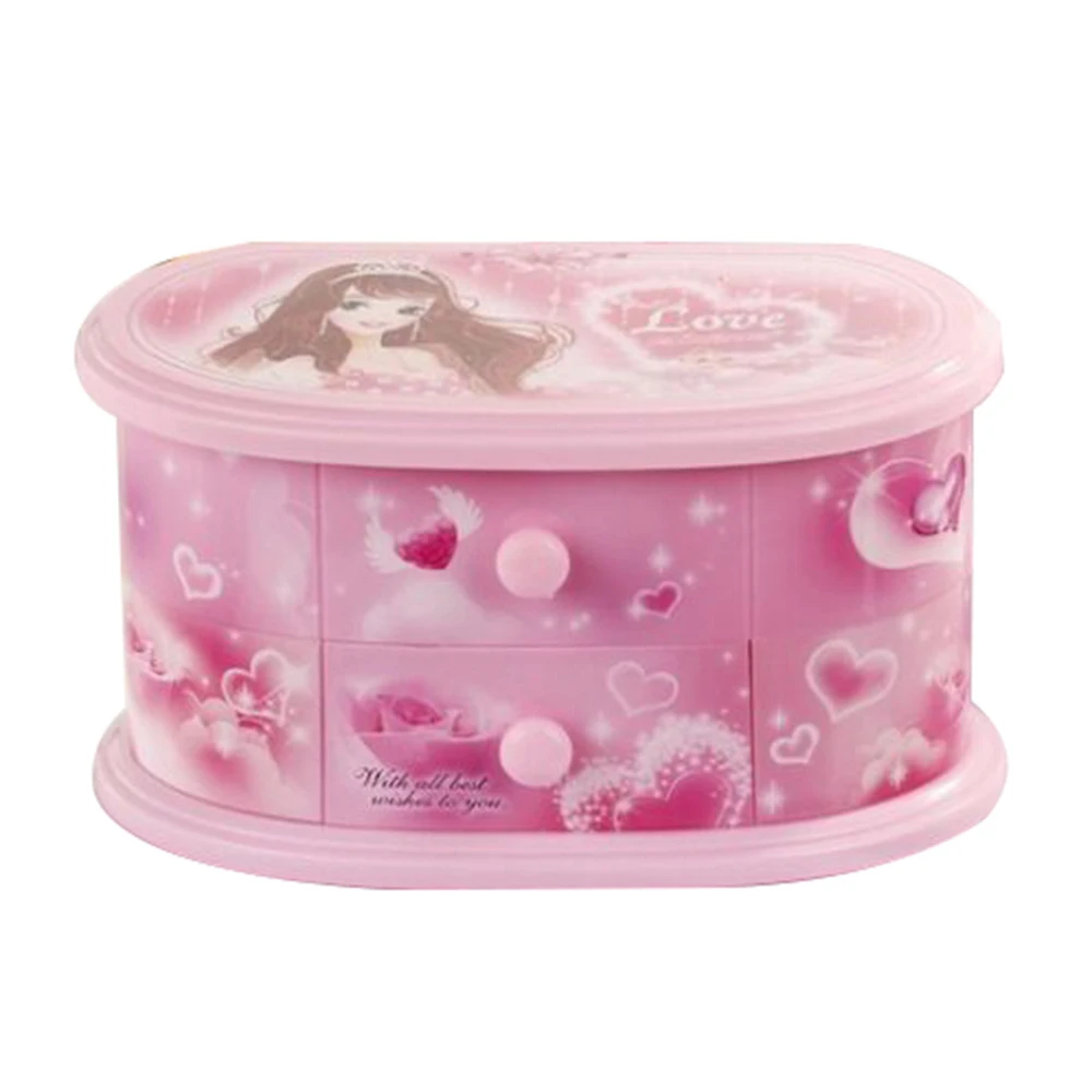 Розовый коробка для косметики и Портативный зеркало музыкальная шкатулка