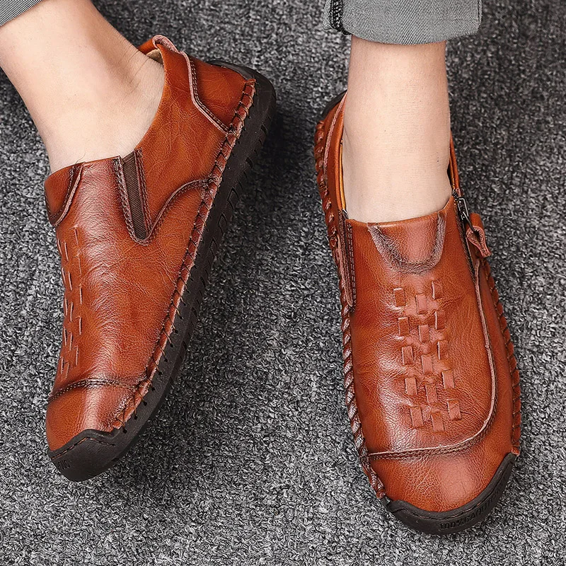 

Men Casual Shoes Loafers Men Shoes Quality Split Leather Shoes Man Flats Hot Sale Moccasins Sneakers Big Size 48