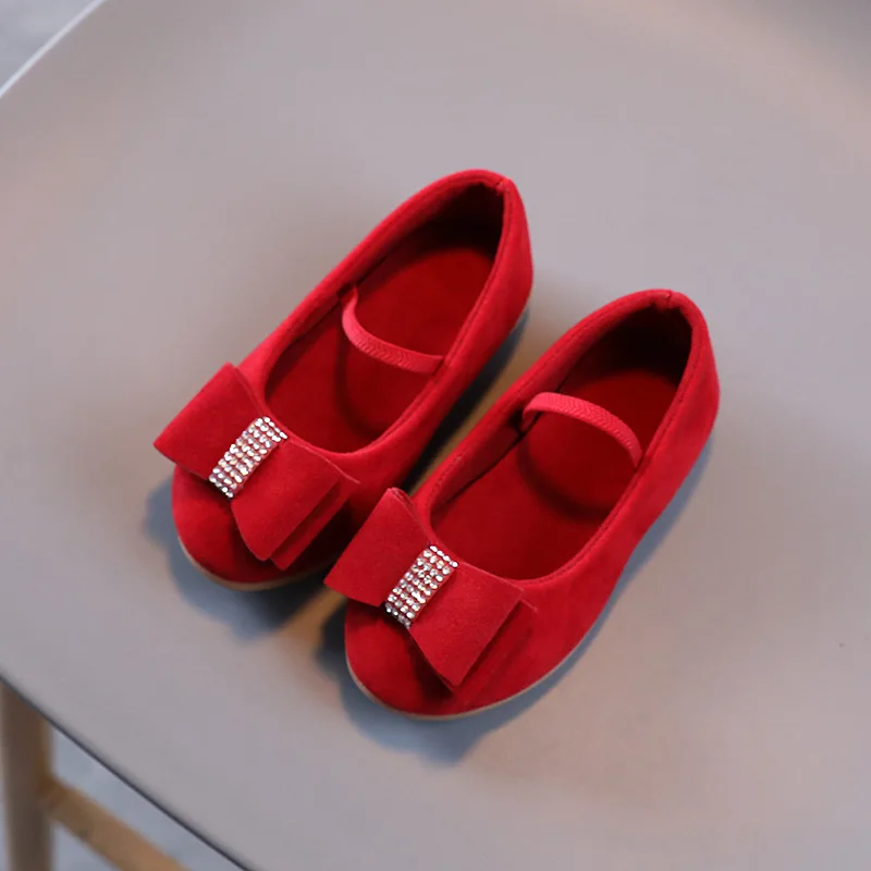 2022 Girls' Bowknot Single Shoes Spring Autumn New Baby Princess Non-Slip Shoes Children's Soft Non-slip Flat Shoes G422