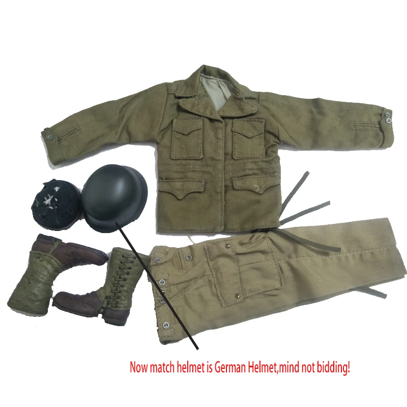 

1/6 Scale DML WWII US Army 101 Paratrooper Uniform Coat Pants PVC Helmet Cover Rangers Boots Set Air Force For 12''Figurine Body