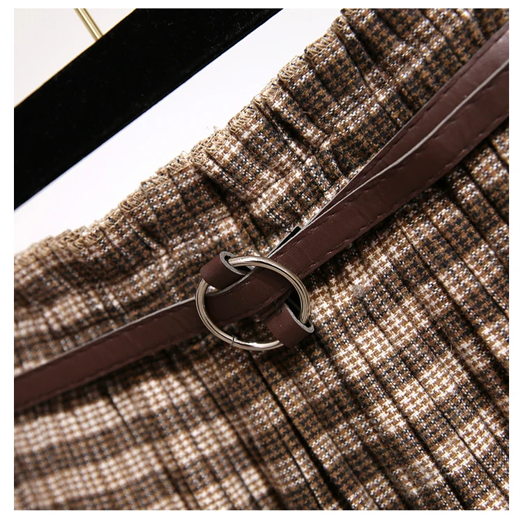 Юбка Женская шерстяная в клетку средней длины с поясом на резинке|Женские юбки| |