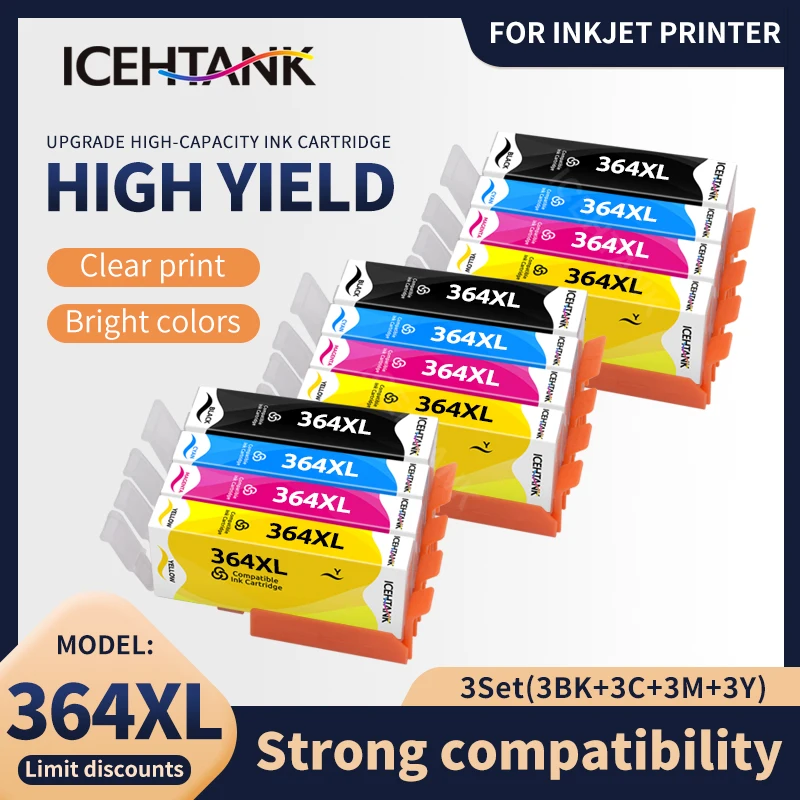 Картридж с черными чернилами Icehtank 1BK совместимый 364XL 364 XL для HP Photosmart 6525 7510 7515 7520 B010a