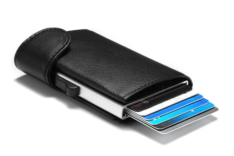 BISI GORO RFID блокирующий Чехол для карт алюминиевый ящик держатель для карт ID Чехол минималистичный всплывающий Бумажник Защитный кошелек