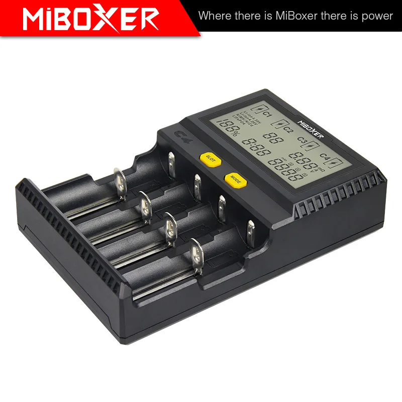 Умное зарядное устройство MIBOXER C4 ЖК дисплей для литий ионных IMR ICR LiFePO4