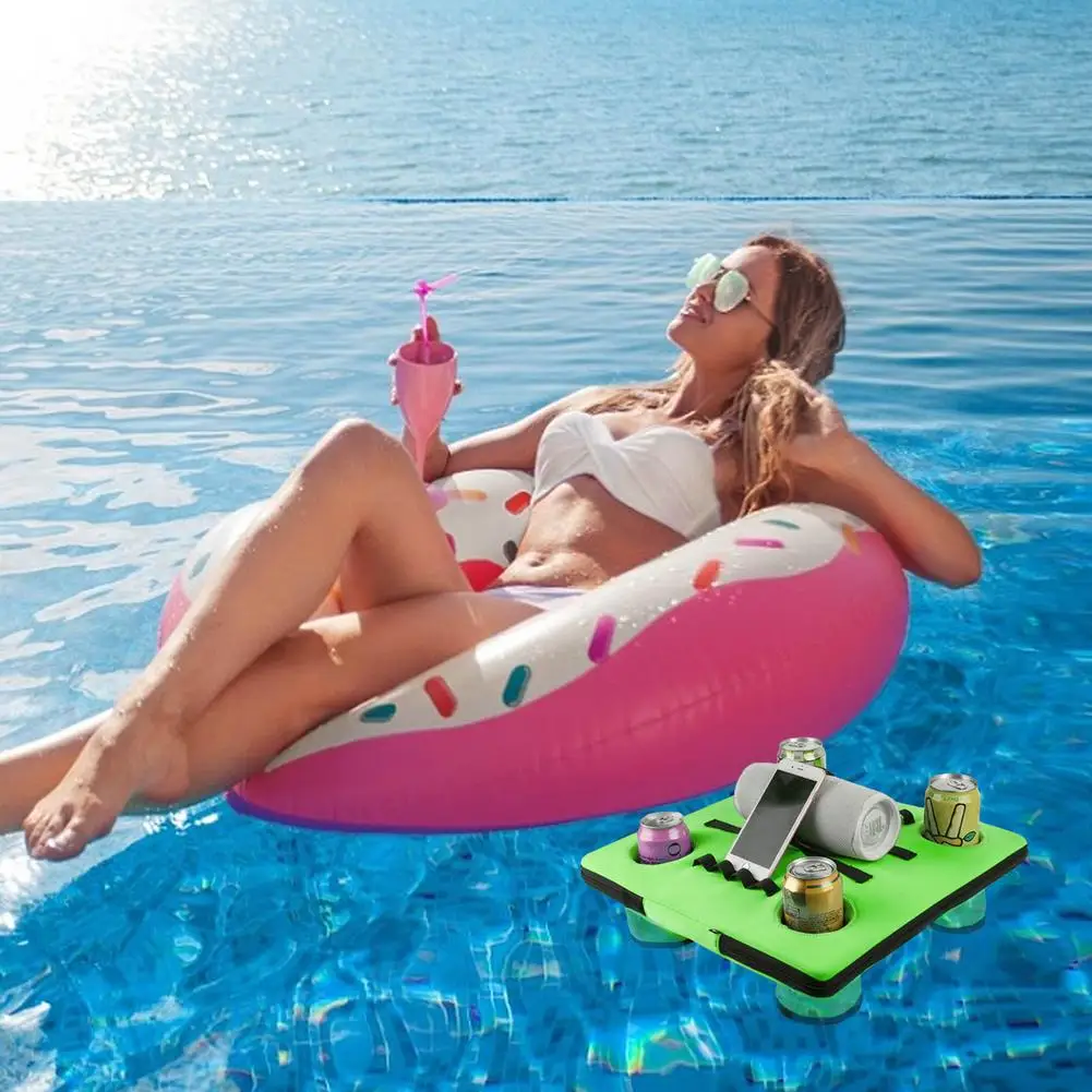 

Inflatable Pool Mattress Floating Drink Holder Cup Holder Beer Pong Pool Mat Floating Row Table Party Supplies Pool Accessories
