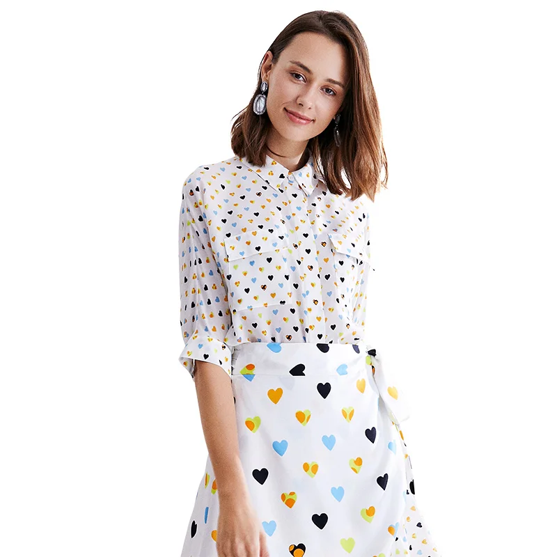 Весна 2020 шелковые блузки модные рубашки с принтом и рукавом до локтя|Рубашки| |