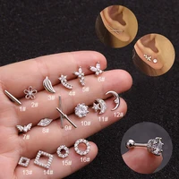 1pc butterfly moon ear stud cartilage helix crystal barbell ball back bar cartilage tragus helix stud piercing jewelry