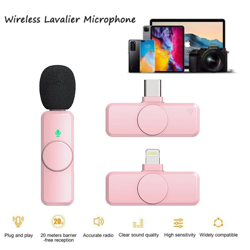 

Микрофон для прямой трансляции Mini Type C, Беспроводная микрофонная система USB C, микрофон для записи видео для IPhone, мобильного телефона, планшет...