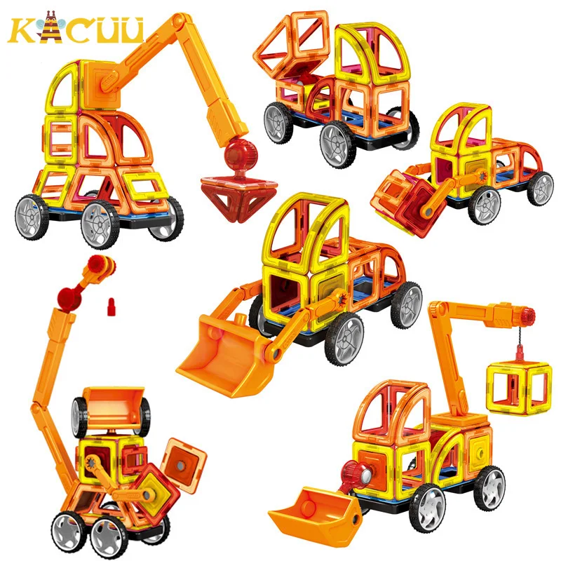 Строительные блоки большого размера для инженерных автомобилей магнитные Contructor