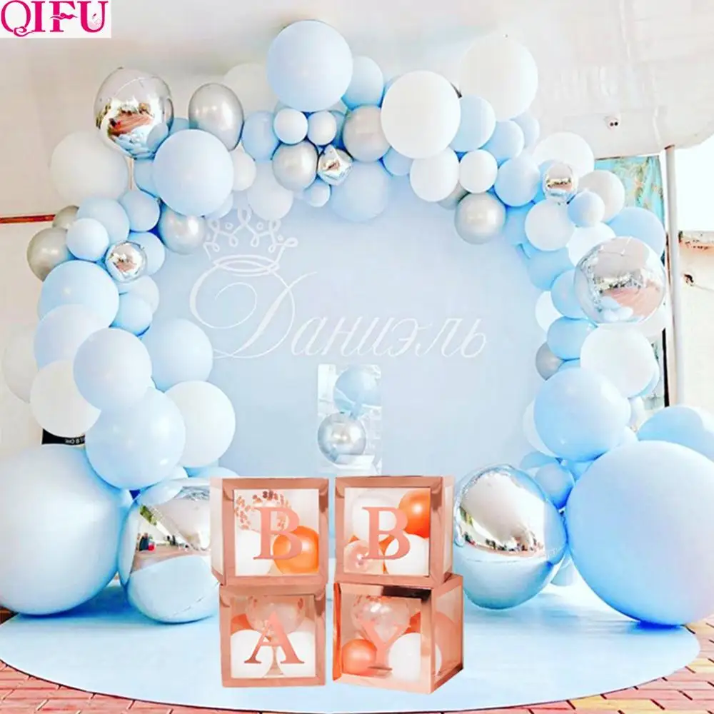 QIFU 141 шт. синие баллоны украшение в коробке из розового золота Детские воздушные
