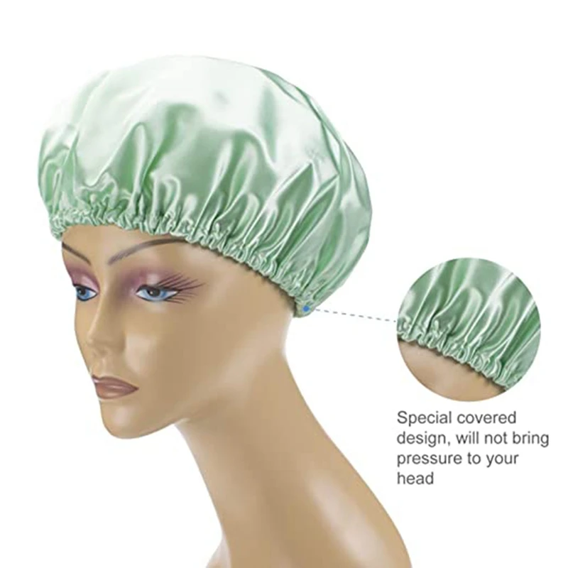 

4PCS Double Layer Ladies Shower Cap, Waterproof, Reusable