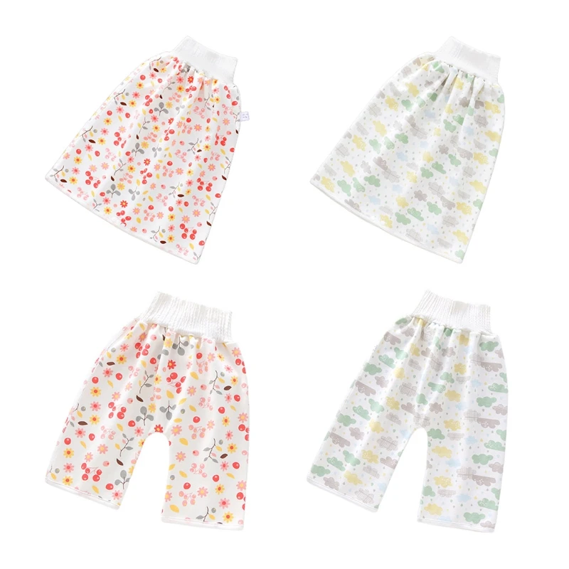 Falda de pa&ntilde;al de algod&oacute;n para beb&eacute;, pantalones cortos antihumedad, impermeables, 2 en 1-0