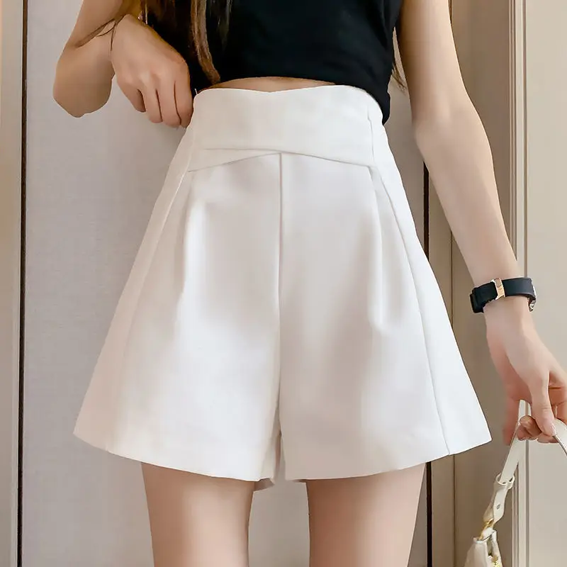Women's Summer Shorts 2022 New High Waist Female Loose White Classic Black Office Wide Leg Women Shorts Femme Clothes X143