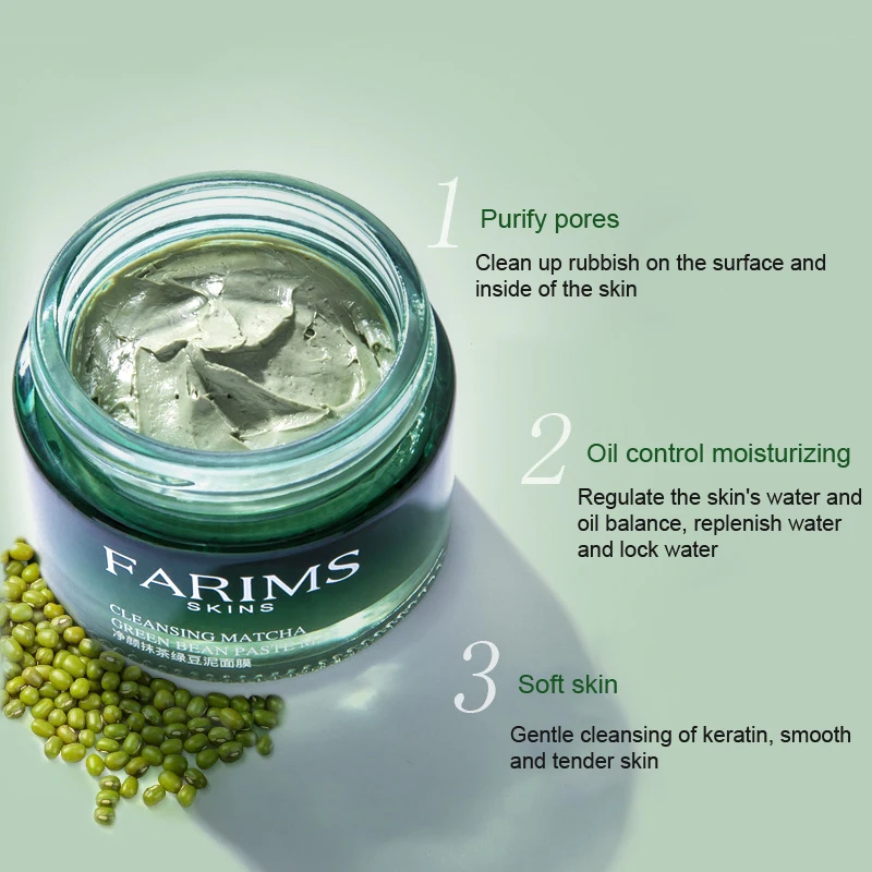

Matcha Mung Bean Clay Mask Deep Cleansing Moisturizing Tightening Pores Smear Mask For Youthful Skin J9
