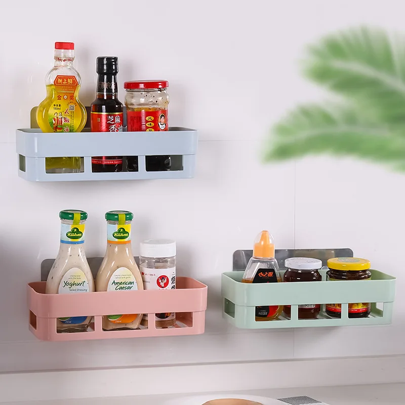 

Kitchen Spice Rack Kitchen Accessories Punch-Free Drain Basket Sponge Holder Towel Hooks Spice Organizer Bathroom Accessories