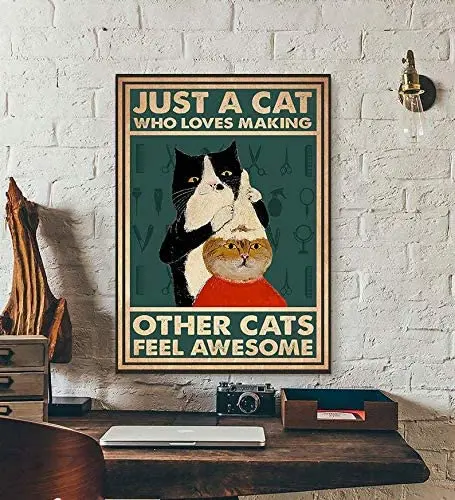 

Pozino Personalized Cat Sign Just A Cat Who Loves Making Other Cats Feel Awesome Tin Sign Funny Black Cat Wall Decor Cute Cat