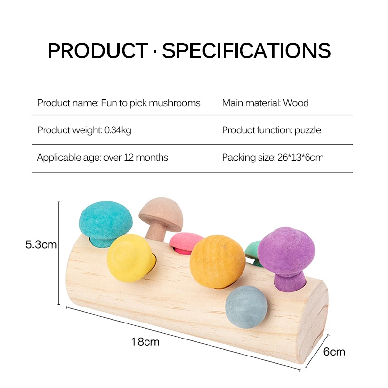 

Wooden Building Blocks Mushroom Picking Game Montessori Educational Wooden Baby Toy Development Shape Matching Assembly Master