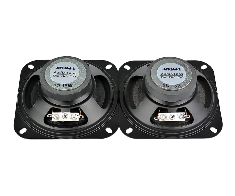 AIYIMA 2Pcs 4 Inch Full Range Audio Speaker 2 Ohm 15W Bass Sound Woofer Bluetooth HIFI Music Portable Loudspeaker - купить по