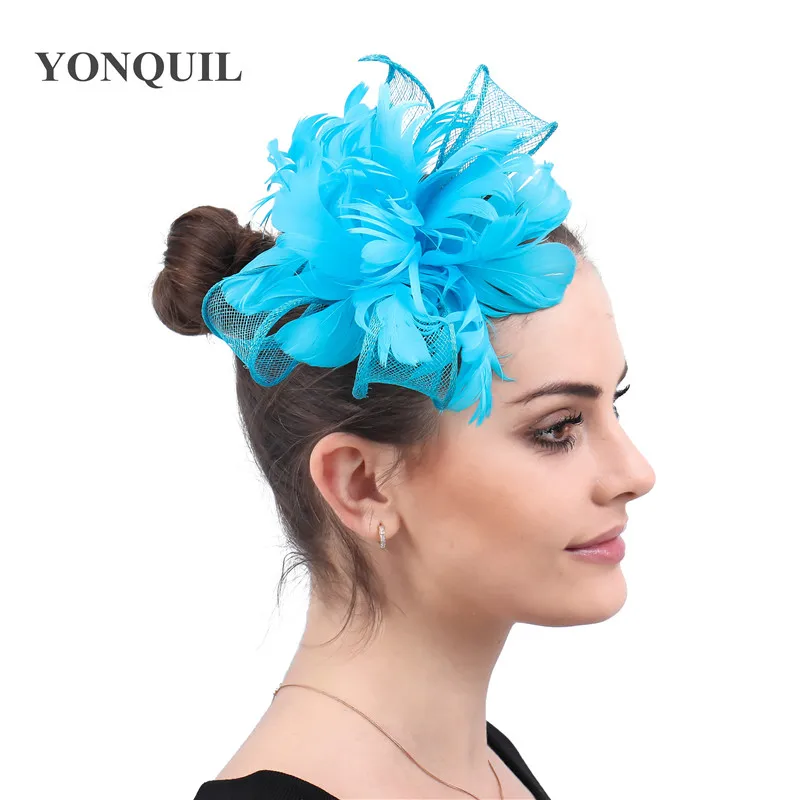 Красивые с перьями и цветами на свадьбу чародей невесты Головные Уборы Заколка