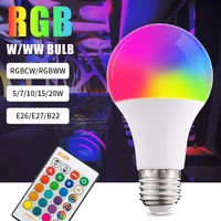 e27 b22 rgbw led bulb lights 5w 10w 15w 20w110v 220v lampada changeable colorful rgb led lamp with ir remote control