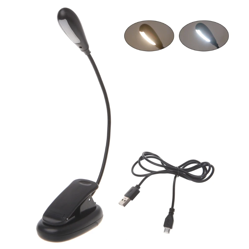 Гибкая Настольная лампа с регулируемой яркостью, 7 светодиодный, USB, настольная лампа с креплением на кровать, настольная лампа для чтения