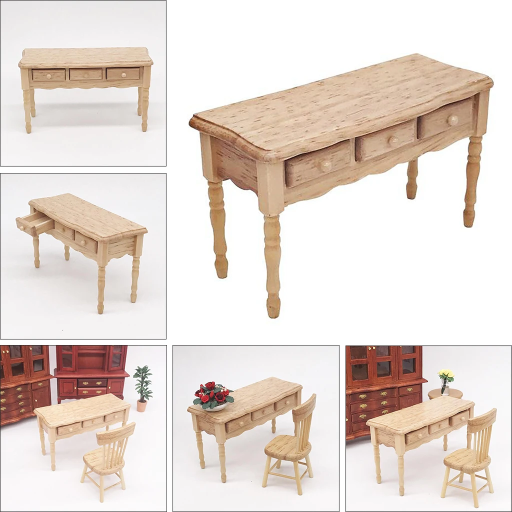 

1/12 Scale Dollhouse Miniature Furniture Wood Desk Toy Doll House Life Scene