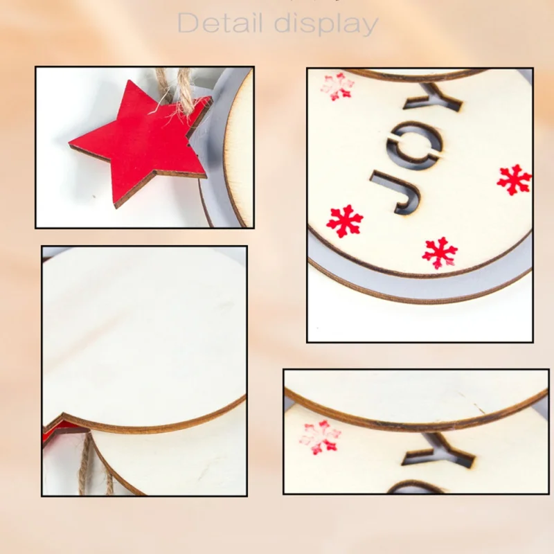 

Christmas Hanging Decoration Hollow Letters Hanging Decoration Wooden Round Hanging Decoration