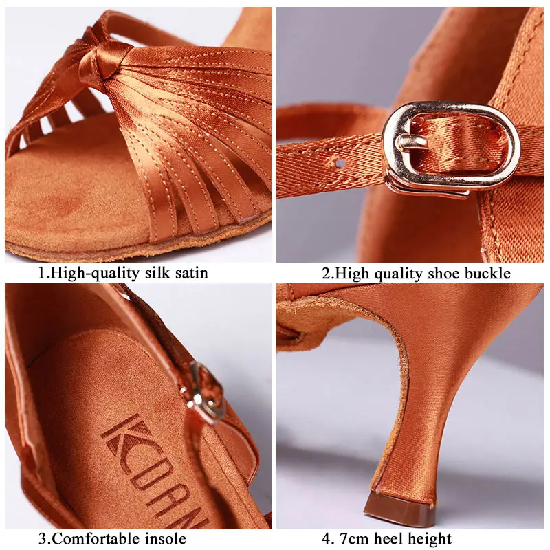 

Professional Adult Knot Latin Dance Shoes Sequins 7cm High Heels Girls Sandals Ballroom Tango Salsa Latina Female Dancing Shoes